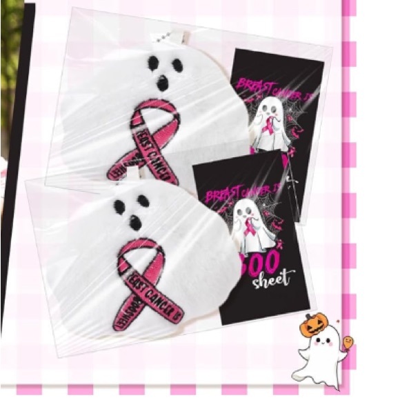 20 Sets Breast Cancer Keychains “Breast Cancer is Boosheet” With Cards & Bags - Picture 2 of 5